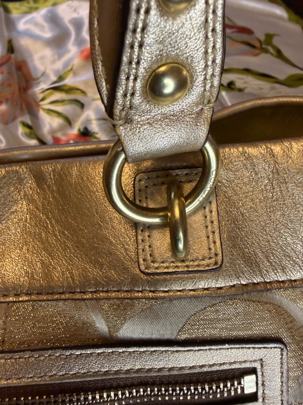 Coach Gold Signature Canvas Shoulder Bag - Picture 9 of 16